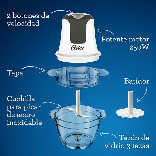 Picadora Oster Tazon Vidrio Mini Chopper 3 tazas FPSTFP3340