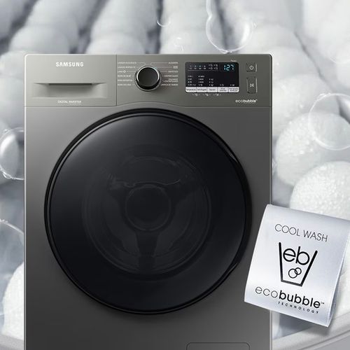 Lavarropas Samsung Inverter Ecobubble 7Kg A WW70AA Silver