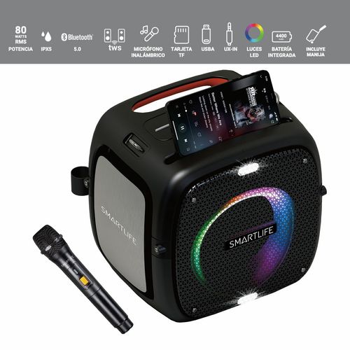 Parlante Smartlife Portatil Bluetooth IPX5 80W TWS c/Tripode