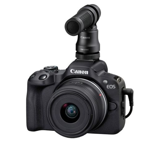 Camara Canon EOS R50 RF-S 18-45MM STM & Microfono Dm-e100 Estereo Unidirec C/ Protector Viento