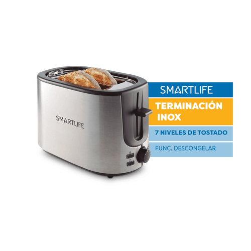 Tostadora Smartlife 1000W 2 Panes 7 Niv 3 Func Inoxidable