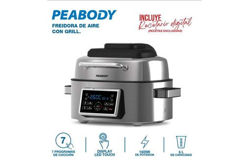 Freidora sin Aceite Peabody PE-AFG01X con Grill 6Lts