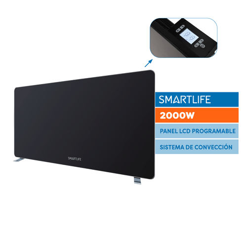 Panel de Vidrio Smartlife SL-VTD2000BPN Negro 2000W