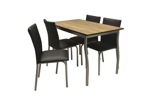 Combo Mesa Zambia 1,20M + 4 Sillas Mandra Dakot Negro