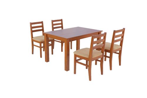 Combo Mesa 1,20 + 4 Sillas Atlantico Castaño Beige Inmacol