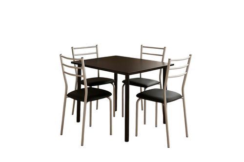 Combo Mesa Atenas 1,10M + 4 Sillas Dakar Auguste Negro