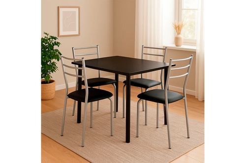 Combo Mesa Atenas 1,10M + 4 Sillas Dakar Auguste Negro