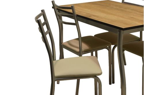 Combo Mesa Zambia 1,20M + 4 Sillas Eco Dakot Crudo