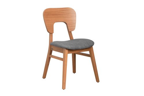 Silla Naoto Roble tapizado Gris Claro Genoud