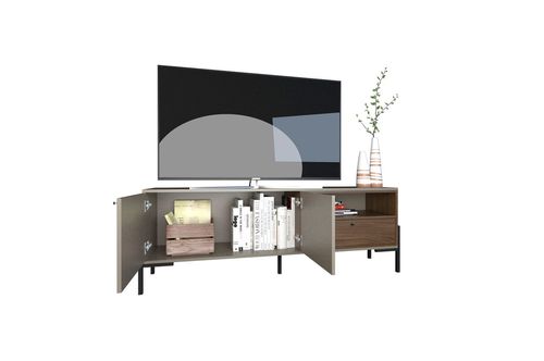 Rack TV Tables 4251 2 Puertas 1.52 Mts Gris Nogal
