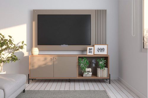 Rack Rod + Panel Varillado TV 65” Delos DRO07 1,80 Roble Davos Gris