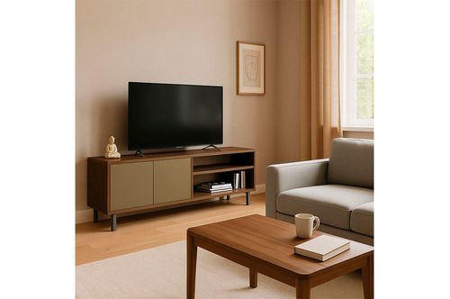 Mesa TV 75 Tables 4100 2 Puertas 1.80 Mts Nogal Gris
