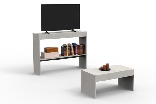 Combo Smart Rack TV 55” + Mesa Centro Delos DSM01 Roble Blanco