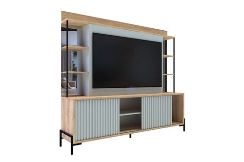 Mueble Varillado TV 60 Delos 2,00M DRO06 Roble Nebraska Blanco