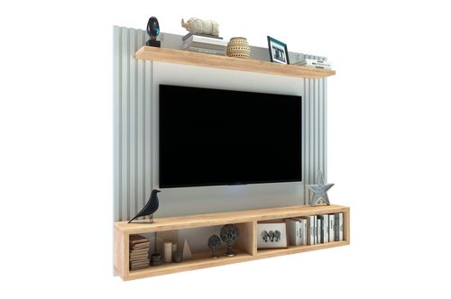 Panel Varillado TV 43” Delos DRO01 1,40M Roble Nebraska Blanco