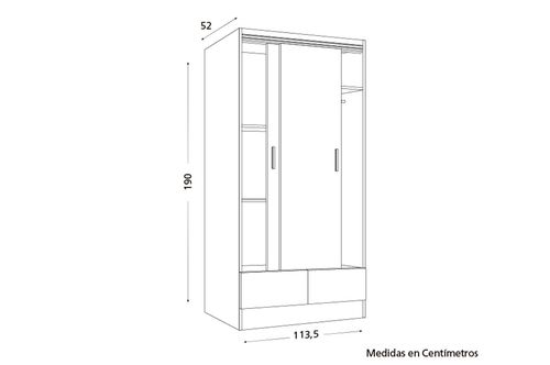 Placard Tana Plus 2 Ptas Corredizo Fres Ricchezze