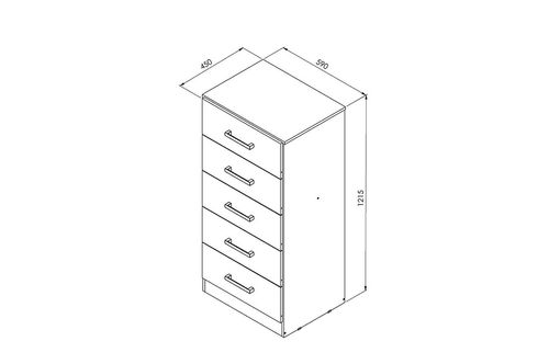 Chifonier Orlandi 3425 5 Cajones Jacaranda