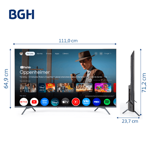 Smart TV LED UHD 50" BGH GOOGLE TV B5024US6G