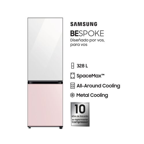 Heladera Samsung Bespoke 328LTS Mixed Clean White- Glam Pink