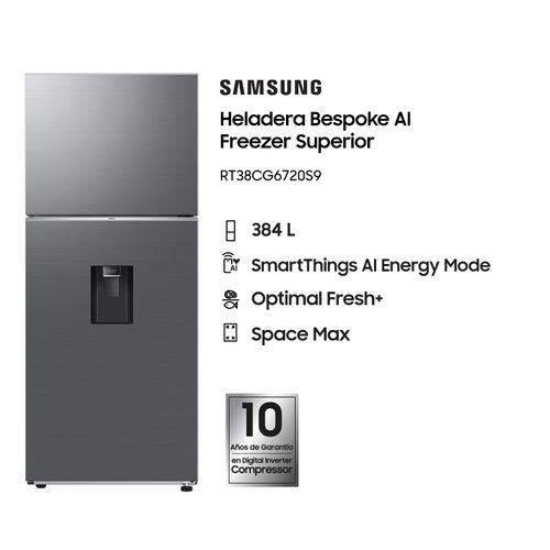 Heladera Samsung RT38CG6720S9 Inverter 384 L Inox Dispenser
