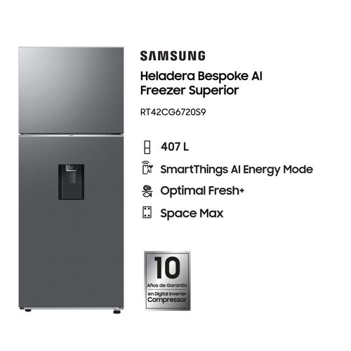 Heladera Samsung RT42CG6720S9 Inverter 407 L Inox Dispenser