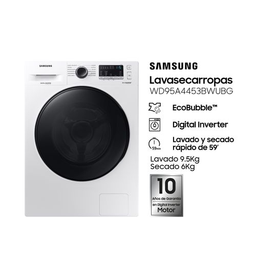 Lavasecarropas Samsung 9,5kg con Ecobubble WD4000T White